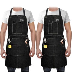 2PCS ARCCAPTAIN Leather Welding Work Apron Heat Flame Resistant Cowhide 6Pockets