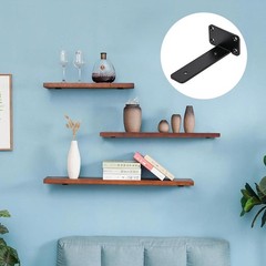6 Inch Heavy Duty Shelf Brackets 4-Pack, Black Steel Floating Shelf Supports,…