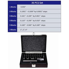 36 PCS Precision Gage Block Set, AS-2 Accuracy, Fully Seasoned Alloy Tool Steel,