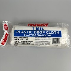 Husky 1 Mil Plastic Drop Cloth 10×20 Ft 200 Sq Ft Plastic Protector Sheeting
