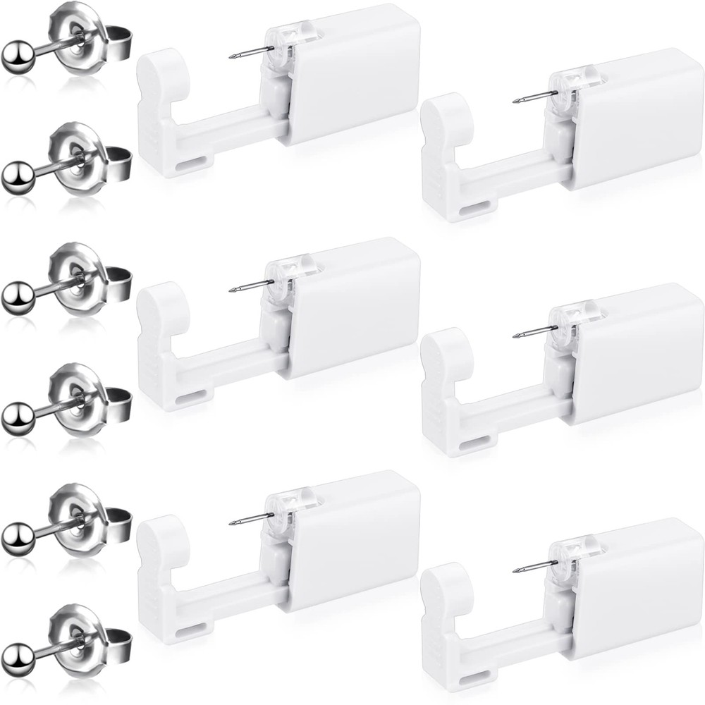 Honoson 6 Pieces Disposable Ear Gun Piercing Kit with As picture shown, White