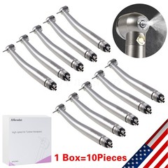 10 PCS Dental LED E-Generator Fiber Optic High Speed Handpiece 4 Hole NSK Style