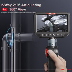 Ralcam Dual Lens Articulating Borescope 5″ Endoscope Inspection Camera 5FT Semi