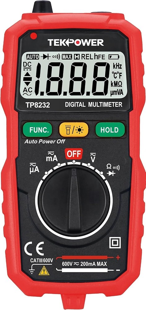 TekPower TP8232 Portable AC/DC Digital Multimeter with Flashlight