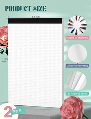 Dot Grid Notepad 8.5 x 11, 2 Pack, 5×5 Dotted Graph Paper 8-1/2 x 11″, Dotted Jo