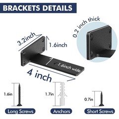 Starunder 4 Pack Floating Shelf Brackets, 4 Inch Heavy Duty Industrial Shelf …