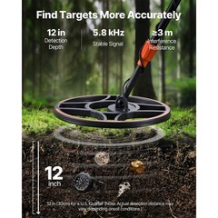 12 Inch Metal Detector Professional Gold Digger Hunter Waterproof IP69 for Adult