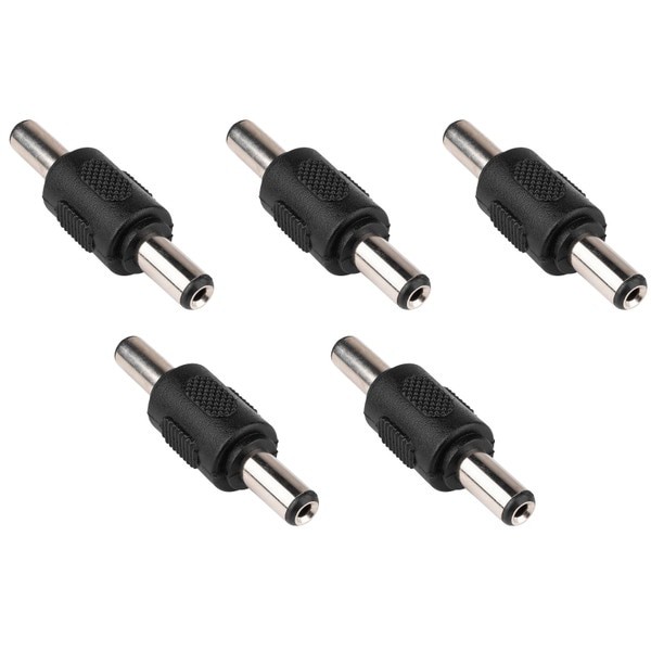 5-Pack 2.1mm x 5.5mm Male to Male DC Barrel Power Coupler Plug Adapter