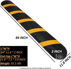 1PC 6ft Heavy Duty Rubber Speed Bump Cable Protector Ramp Stream Hump Driveway