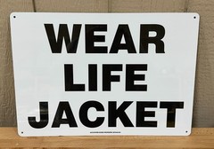 Vintage Wear Life jacket painted metal sign accuform signs 14″ x 20″