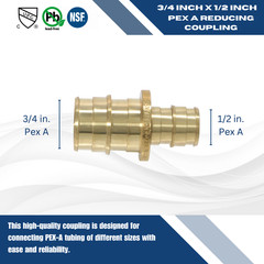 10 Pcs. XFITTING 1/2 x 3/4 Pex A Coupling, Expansion Reducing Coupling 29-5-5=10
