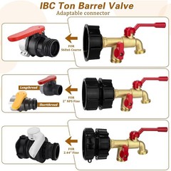 IBC Tote Hose Adapter Dual Outlet Faucets Gallon IBC Tote Water Tank