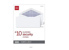 Office Depot #10 security envelopes 500, Gummed Seal