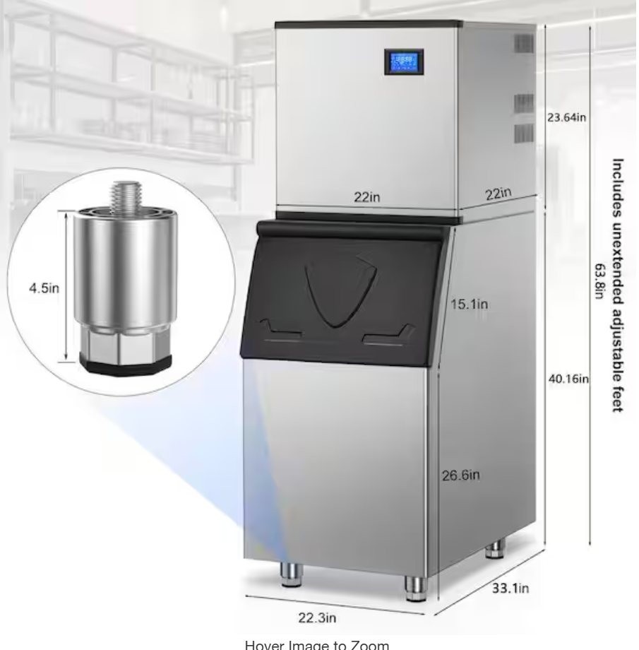22.24 in. 650 lbs.24-Hours Split Commercial Freestanding Ice Maker