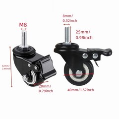 4Pcs 1.5 Inch Heavy Duty Caster Wheels Swivel Casters with Brake and M8 Threa…