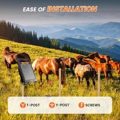 24 Hour Solar Electric Fence Charger 10 Miles Up to 10200V Output Range Electric