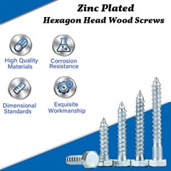 M6 M8 M10 M12 Zinc Plated Hexagon Head Wood Screws DIN 571 Lag Bolts All Length