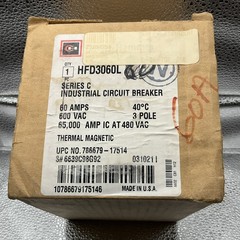 Eaton HFD3060L Industrial Circuit Breaker 60A 600VAC 3-Pole Thermal Magnetic