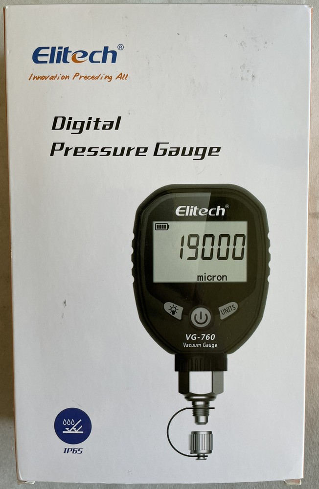 Elitech VG-760 Digital Vacuum Gauge Micron Gauge HVAC Refrigerant Pressure Gauge