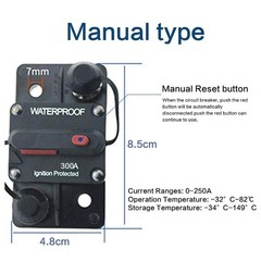 30A-300A Amp Circuit Breaker Audio Fuse 12V-48V DC Car Boat Manual Reset Switch