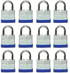 Lot of 12 Piece 40mm Laminated Pad Locks Keyed the Same Alike