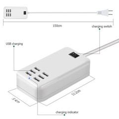 Multi 6 Port USB Hub Wall Charger Station Fast Charging Desktop AC Power Adapter