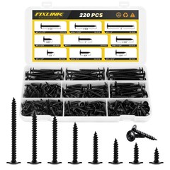 Wood Screws Assortment Kit 220 PCS #8 Phillips Drive Truss Head Black 8 Size