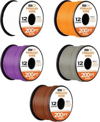 Iron Forge Cable 12 Gauge Primary Automotive Wire – 6 Roll Bulk Assortment Pack
