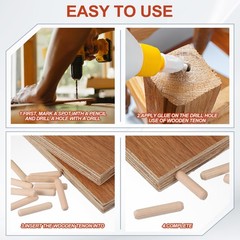 Wooden Dowel Pins 5/16″ x 2-3/8″ (8mm x 60mm) Straight Dowel Rods Count 120