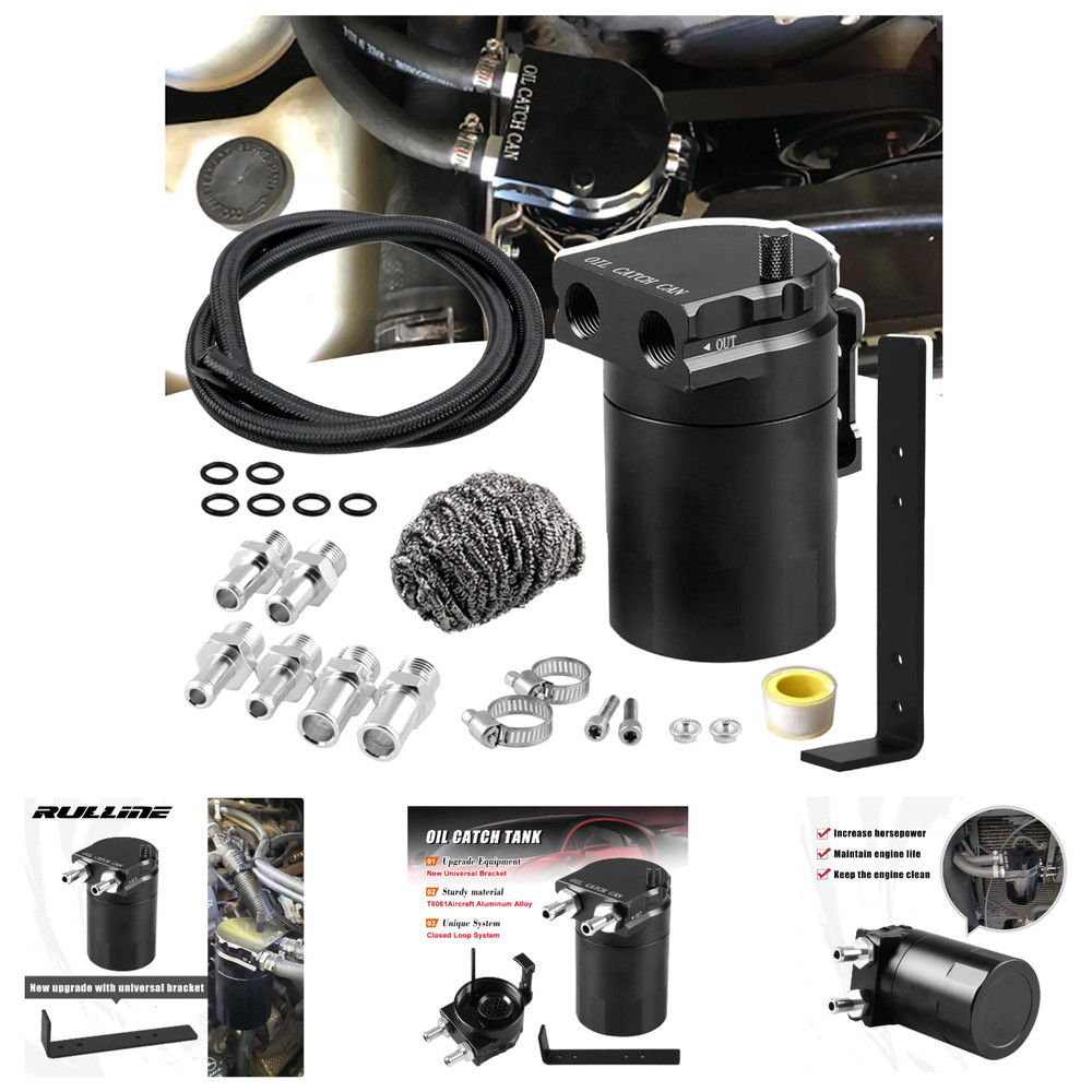 Aluminum Oil Catch Can Tank 350ml Universal Fit For Cars With Bracket