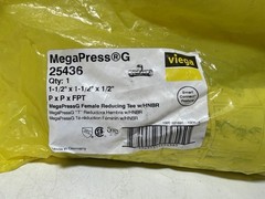 Viega 25436 MegaPressG 1-1/2” X 1-1/2” X 1/2” P X P X FPT Steel Gas Pipe Tee