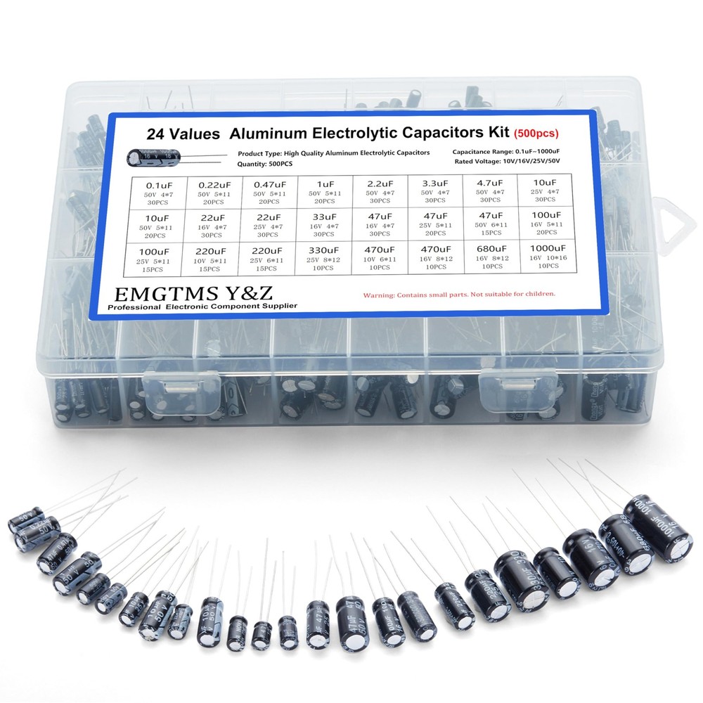 36 Values 1000 Pcs Aluminum Electrolytic Capacitor Assortment Kit 10V To 50V