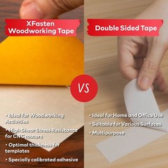 XFasten Double Sided Woodworking Tape 1-inch 180-Feet Total 3-Pack Double Sti…