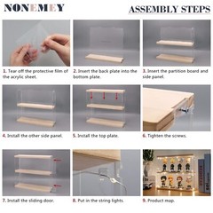 Clear Acrylic Display Case Stand with Wood Base 2 Tier、3 Tier、12/24 Compartme…