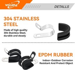 12/52 pc Rubber Cushion Insulated Clamp Stainless Steel Cable Clamps Assortment