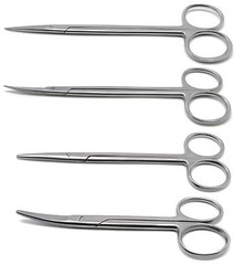 Scissors Straight & Curved Metzenbaum Blunt 6″ Kelly Sharp 7″ Surgical Set of 4