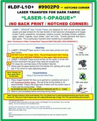 LASER TRANSFER PAPER DARK FABRIC: NEENAH “LASER 1 OPAQUE” #9888 (8.5″X11″) 100CT