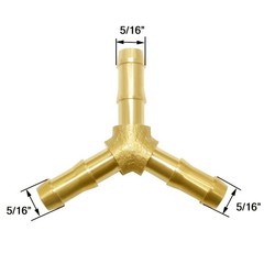 Hose Barb Fitting 5/16 Barbed 3 Way Y Shaped Union Brass Connector Splitter