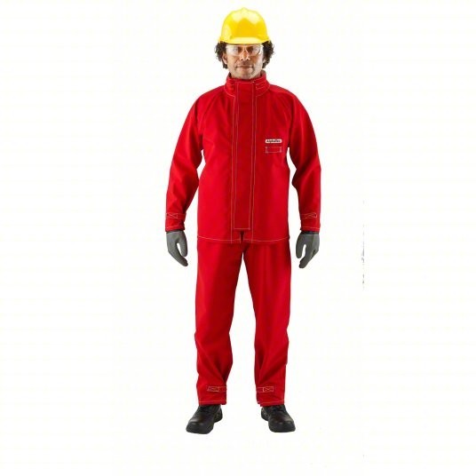 Ansell 66-660 Lab Jacket, Polyester, Zipper, Red, XL