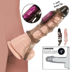 Vibrating Cock Penis Ring Sleeve Condom for Couple Men Vibrator Sex Toy Enhancer