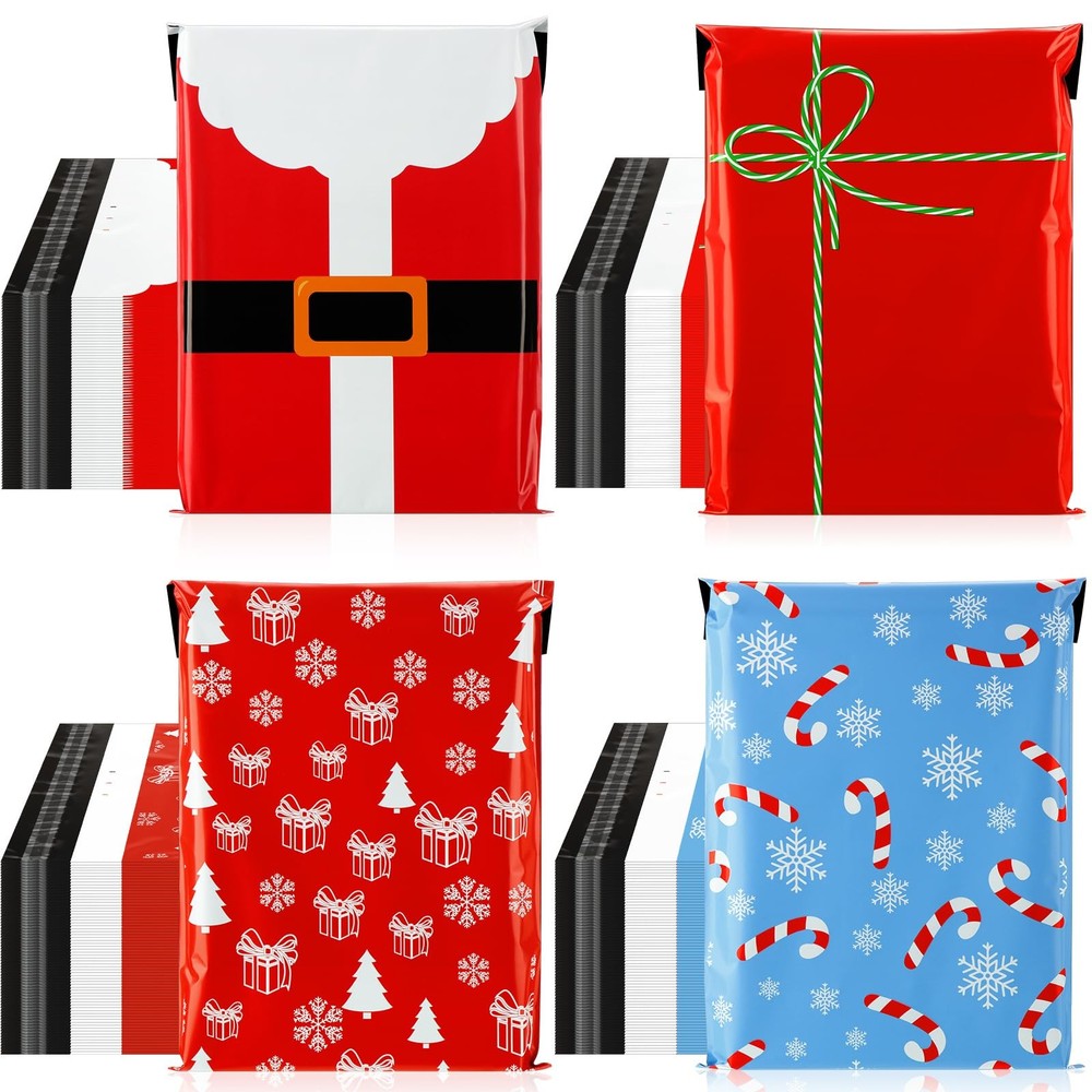 200 Pcs Large Christmas Poly Mailers 10 x 13 Inch Waterproof Christmas Mailer…