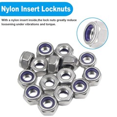 40PCS M8 Locknuts M8x1.25mm Nylon Insert Hex Lock Nuts 304 Stainless Steel Me