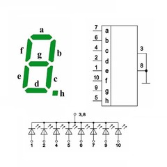 4pcs 7 segment LED Display Numeric Symbol 3mm Green AL304V SEL620 Gold pin USSR