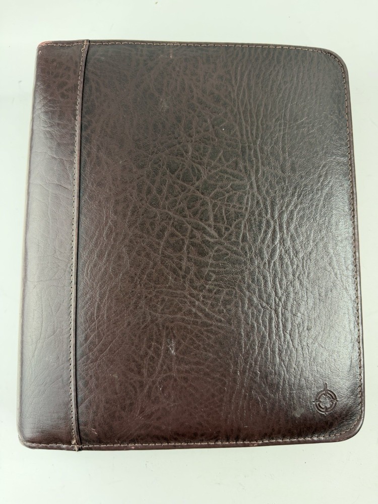 Franklin Covey 7 Ring Brown Leather Planner Binder 8 x 10.5″
