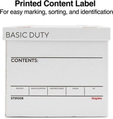 Corrugated File Box Lift Off Lid, Letter/Legal Size, White/Black, 10/Pack