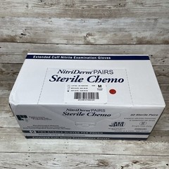 1 Case NitriDerm PAIRS Nitrile Surgical Gloves Sterile Chemo, Size MED Exp: 8/26