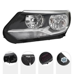 Volkswagen Tiguan 2012-2017 Left Halogen Headlight Clear Lens Chrome Housing