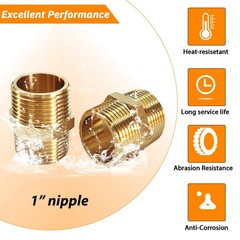 Gadoutcover 4pc 1″ NPT Hex Brass Nipples
