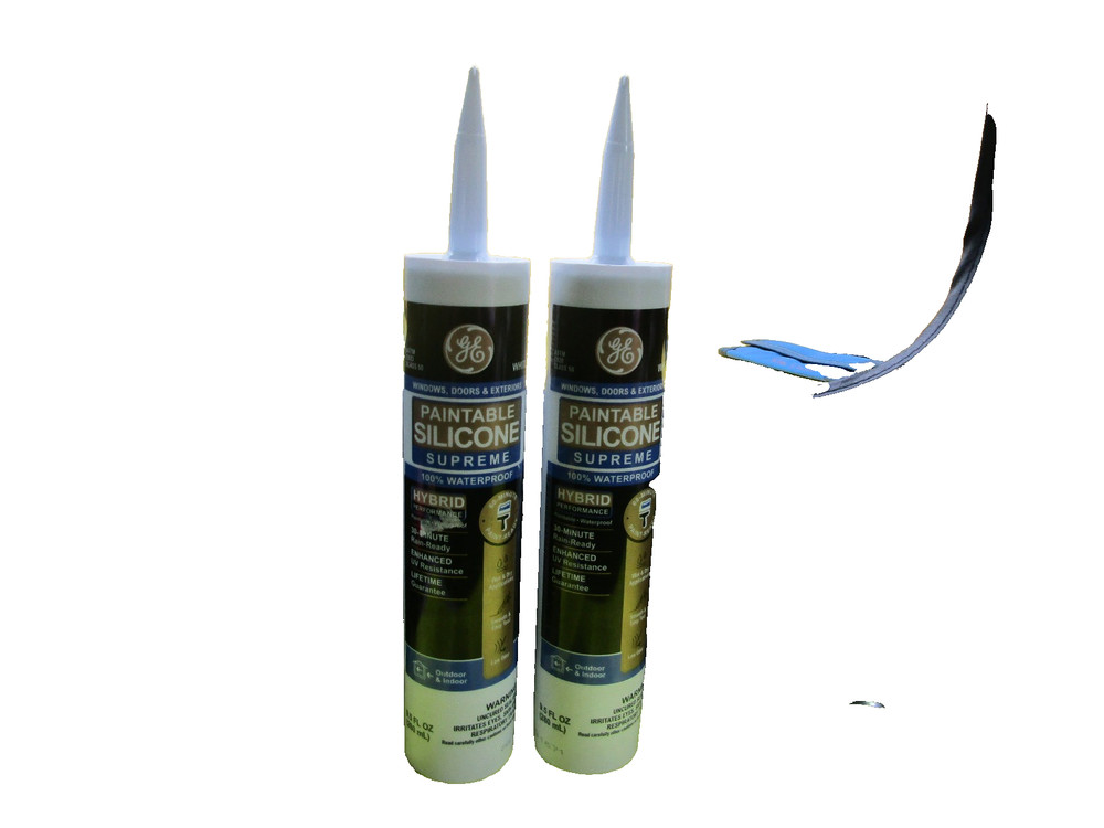 GE Paintable Silicone Supreme White Cauk 9.5 Oz Lot of 2 Windows Doors Exterior