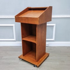 Deluxe Podium Wood Lectern Church Pulpit Wheels Political Debate Event Funeral